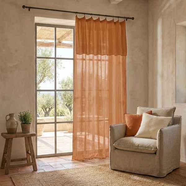 Rideau ajustable 140x300 cm Gaze de Coton Terra Abricot