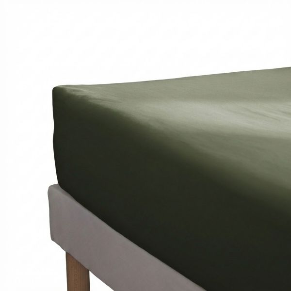 Drap housse 180x200+35 cm Percale de Coton Thym