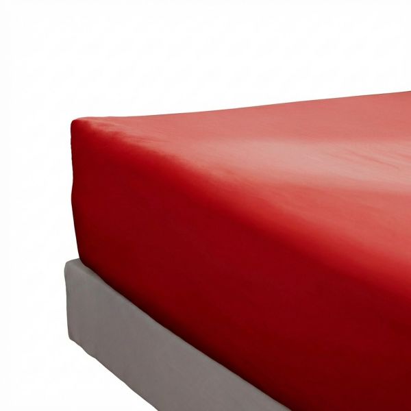 Drap housse 90x190+25 cm Percale de Coton Terre De Sienne