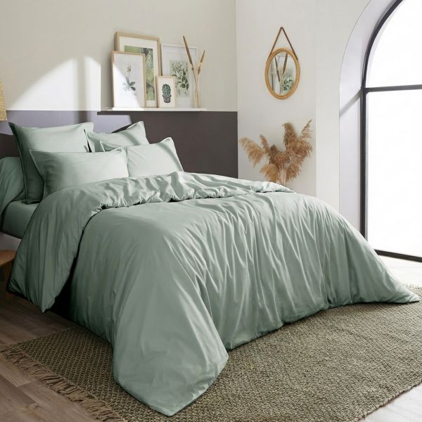 Housse de couette 140x200 cm Percale de Coton Céladon