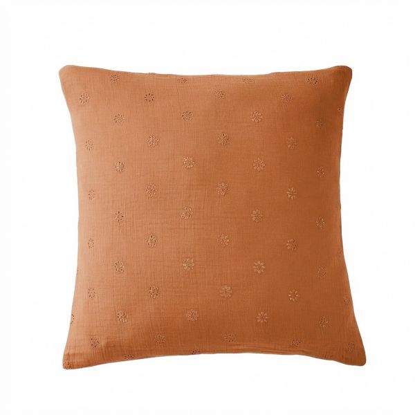 Taie d'oreiller 60x60 cm Gaze de Coton Terra bohème Abricot