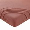 Drap Housse 140x200+35 cm Gaze de Coton - Coton 57 fils Terracotta