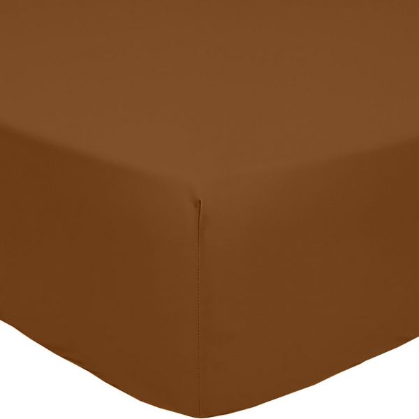 Drap Housse 140x190+30 cm Percale de Coton Ocre Ocre