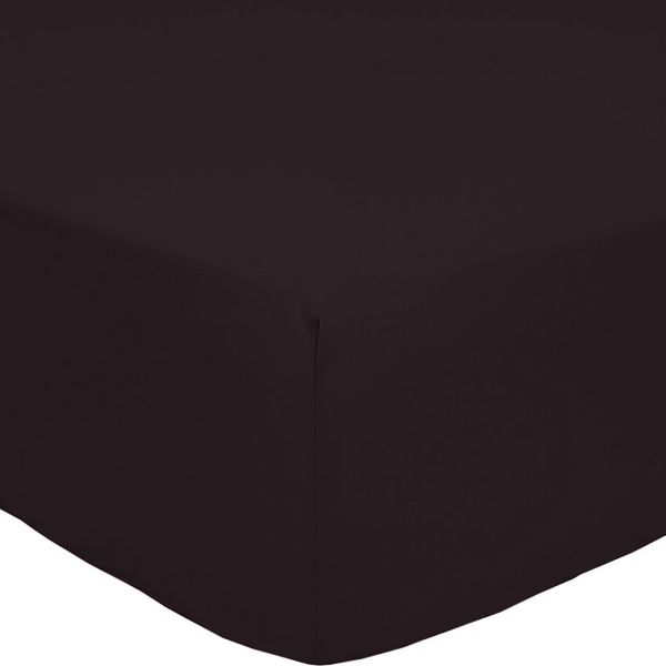 Drap Housse 140x190+30 cm Percale de Coton Noir Clair