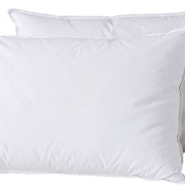 Lot 2 oreillers 50x70 cm Coton et Plumes de canard Blanc