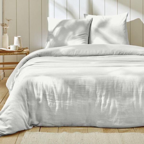 Parure de lit 240x260 cm Gaze de Coton Blanc