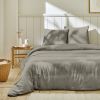 Parure de lit 220x240 cm Gaze de Coton Gris Galet