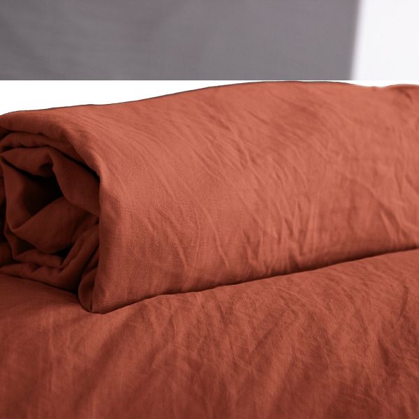 Drap Housse 140x190+28 cm Microfibre Terracotta