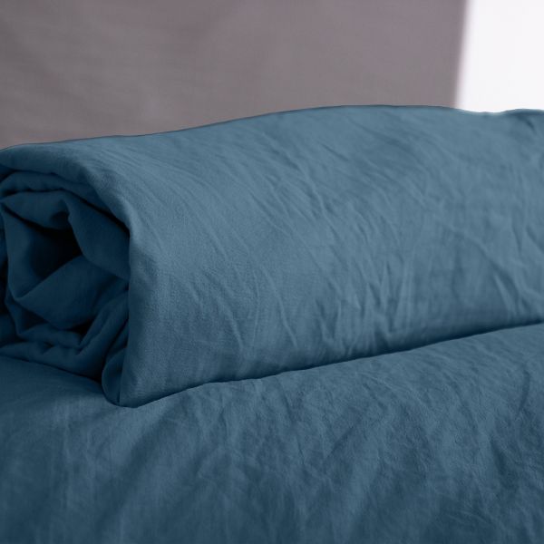 Drap Housse 140x190+28 cm Microfibre Bleu Nuit