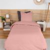 Parure de lit 140x200 cm Percale de Coton Rose Thé