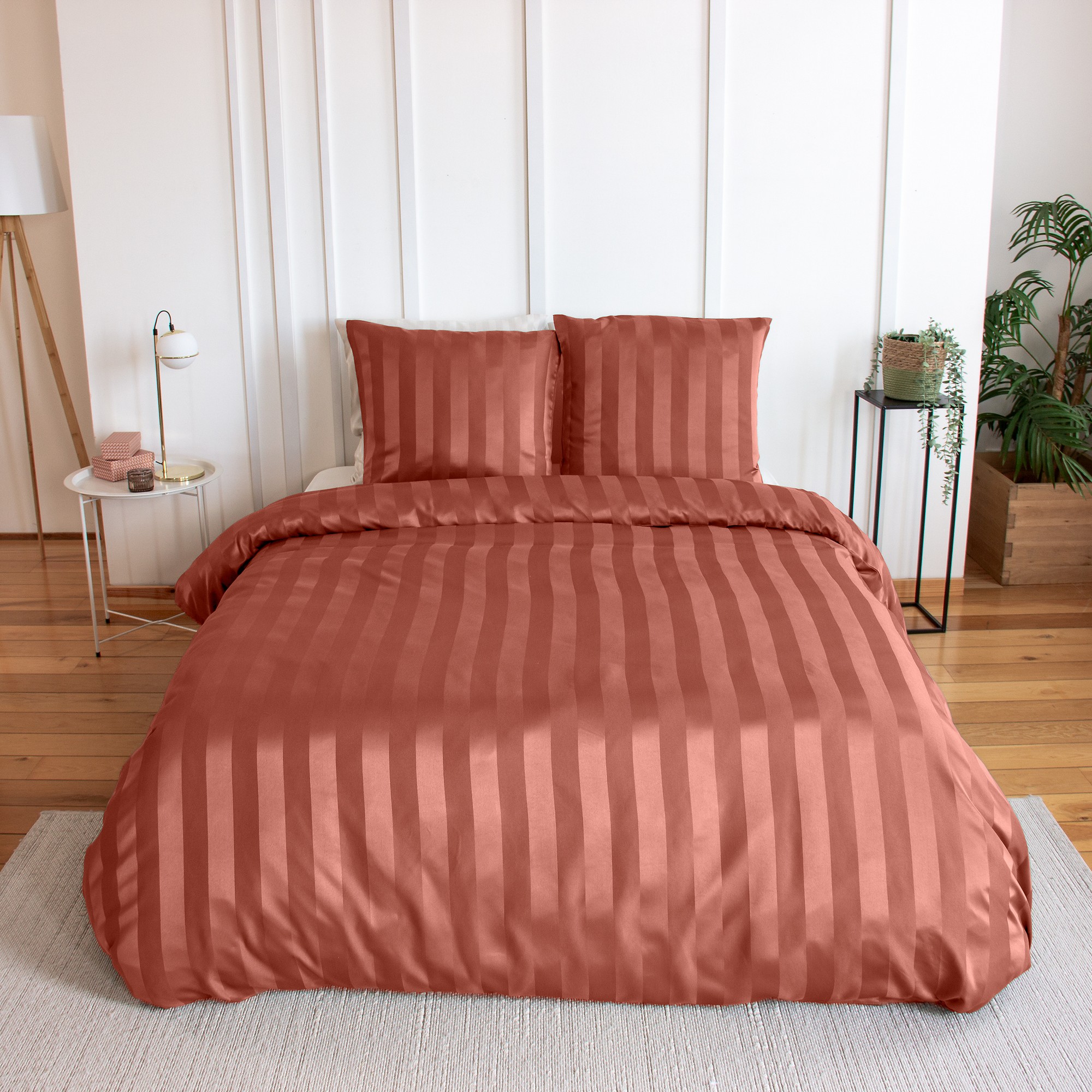 Parure De Lit TODAY 2 Personnes - 240x220 Cm - 100% Coton - Orange Et Noir