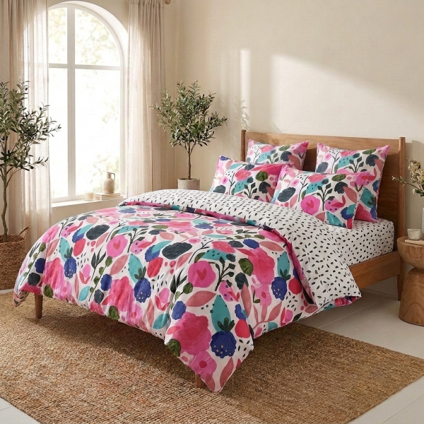Parure de lit 240x260 cm Percale de Coton Floral Collage - KATE MERRITT