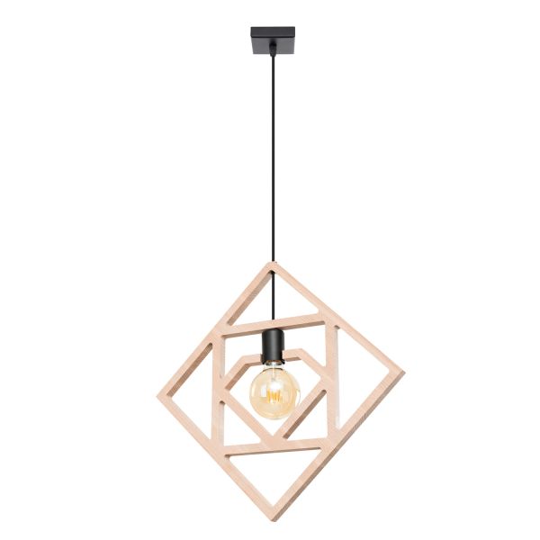 Suspensions Bois Naturel E27 1 Caro