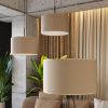 Suspensions Tissu Taupe E27 1 Nevia