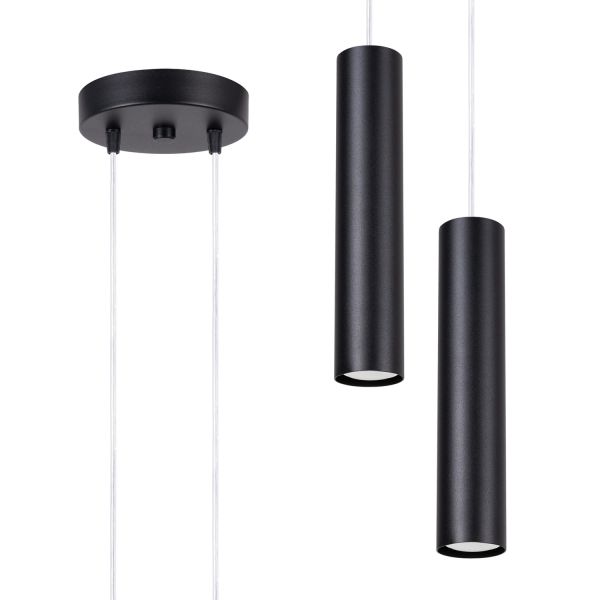 Suspensions Acier Noir GU10 2 Lagos