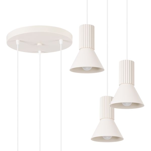 Suspensions Acier Beige E14 3 Estria