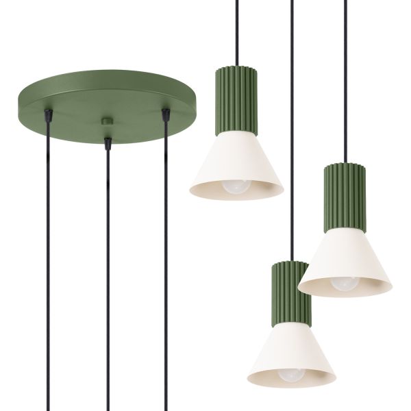 Suspensions Acier Beige E14 3 Estria