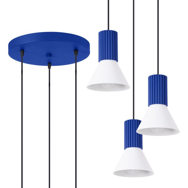 Suspensions Acier Blanc E14 3 Estria