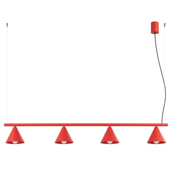 Lustres Acier Rouge E14 4 Nox
