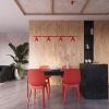 Lustres Acier Rouge E14 4 Nox