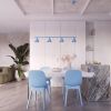 Lustres Acier Bleu E14 4 Nox
