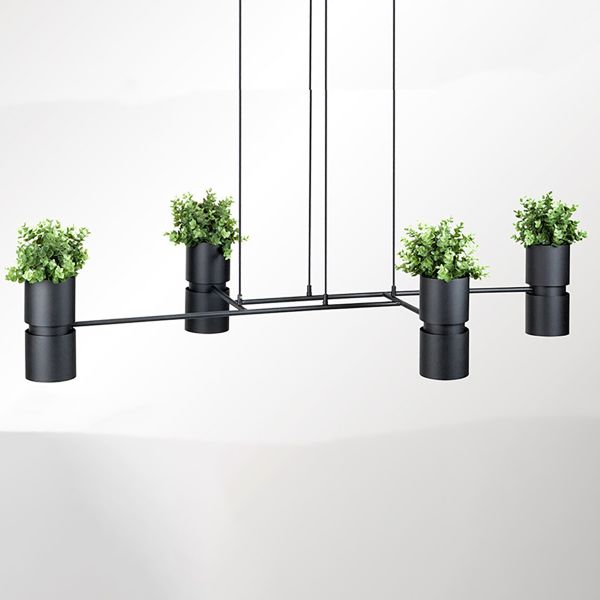 Suspensions Acier Noir GU10 4 Kukkia